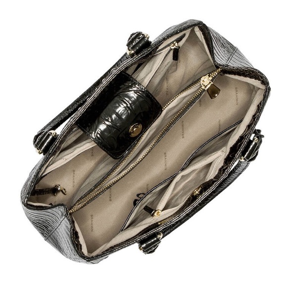 Brahmin Black Melbourne Croc Embossed Leather Tote - Picture 11 of 14